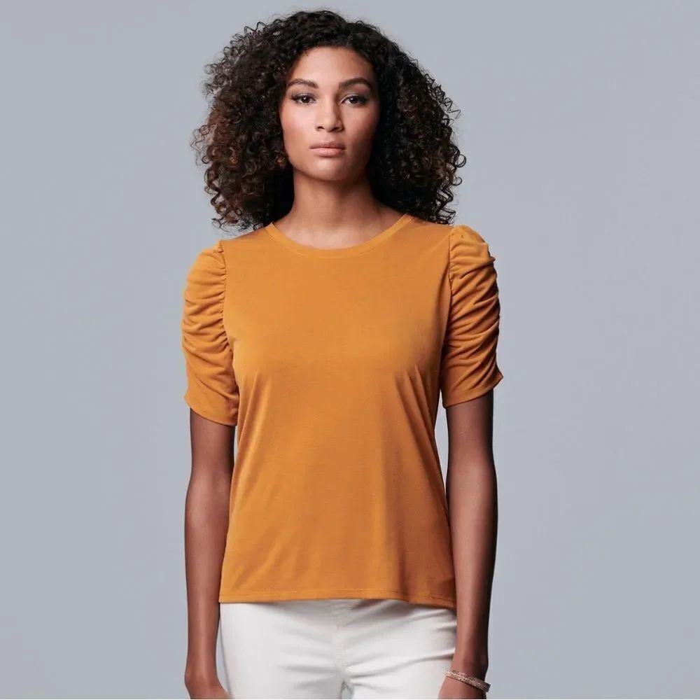 Simply Vera Vera Wang Ruched Elbow Sleeve Tee